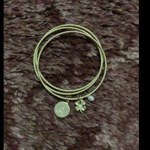Initial A Goldtone Bangle Bracelet Set